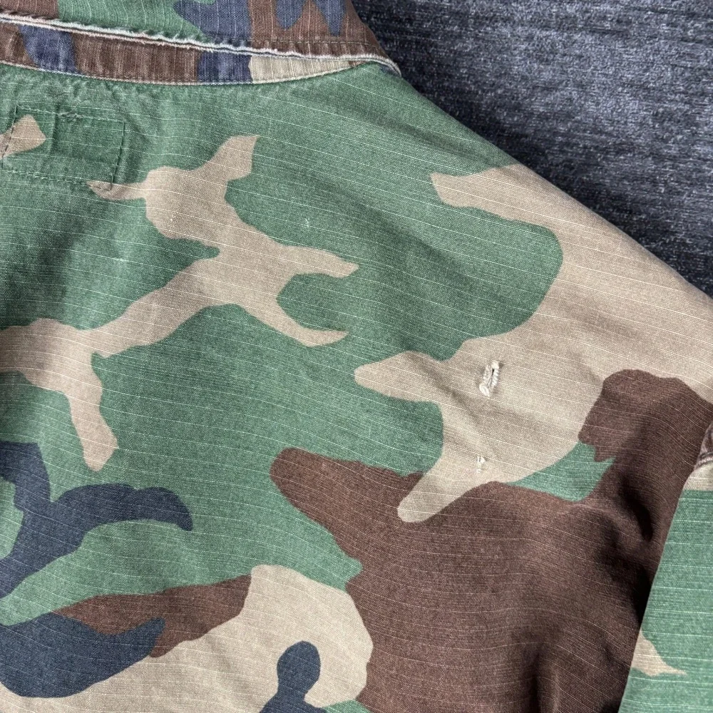 US Military Woodland Camo BDU Field Jacket Ripstop Large Regular Utility Work